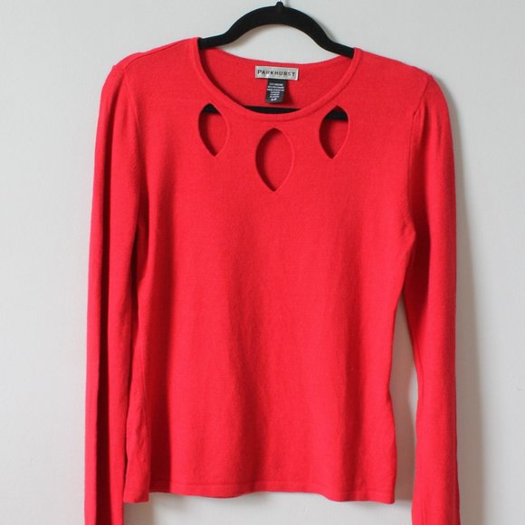 2000's Parkhurt Knits Red Cutout Sweater Size S - Picture 1 of 2